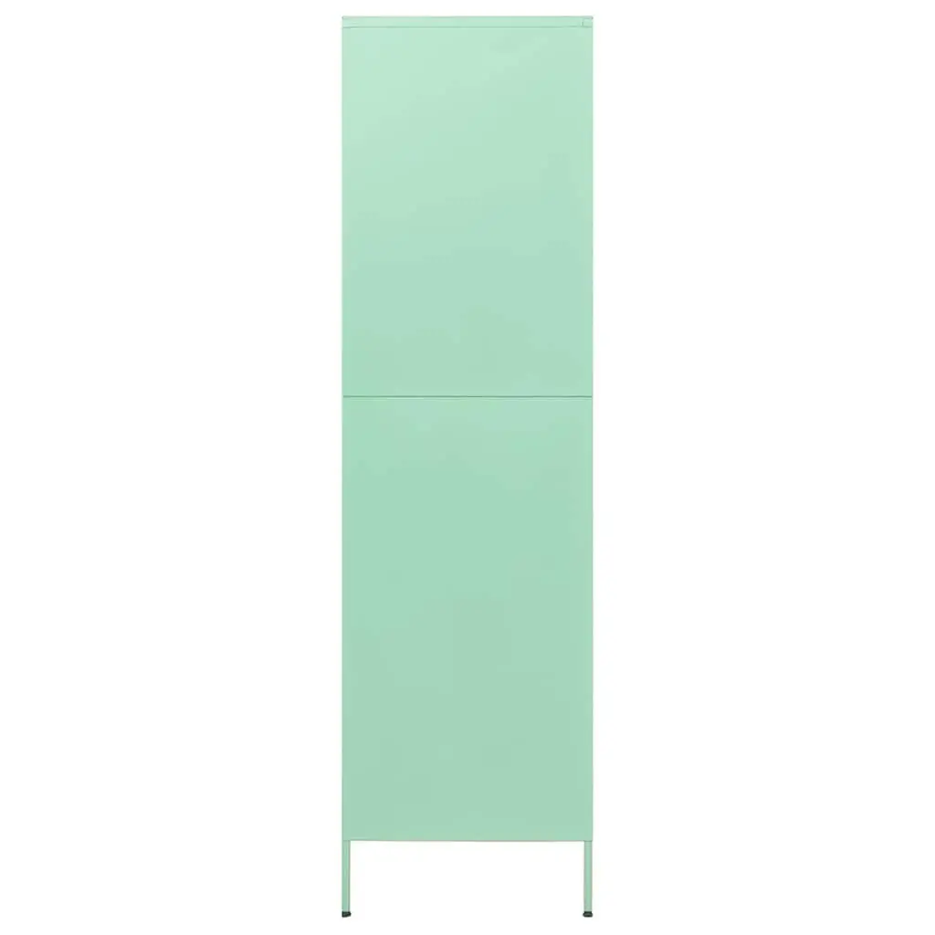 Steel Wardrobe Cabinet Green 90x50x180cm Organiser with Adjustable Shelves and Hanging Rod