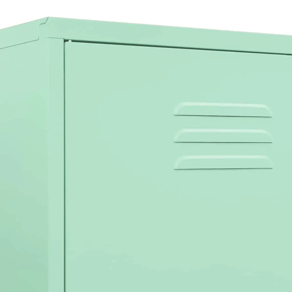Steel Wardrobe Cabinet Green 90x50x180cm Organiser with Adjustable Shelves and Hanging Rod