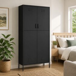 Compact Anthracite Steel Storage Cabinet with Shelves