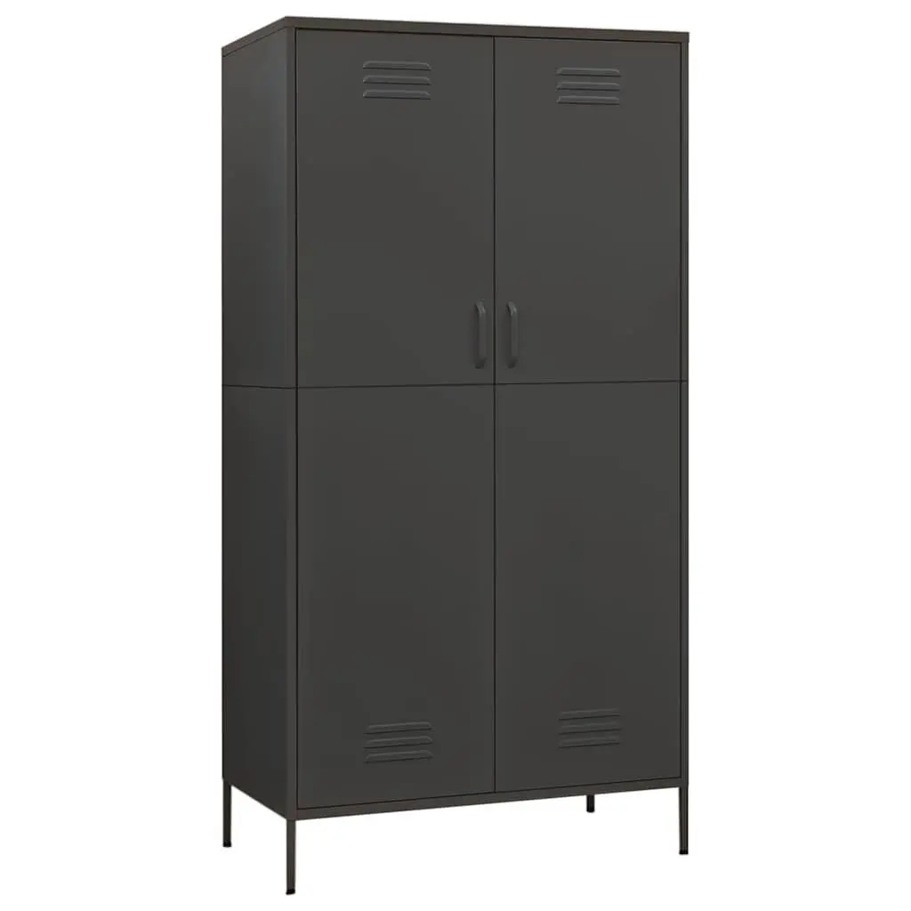 Wardrobe Anthracite Steel 90x50x180 cm Adjustable Shelves Hanging Rod
