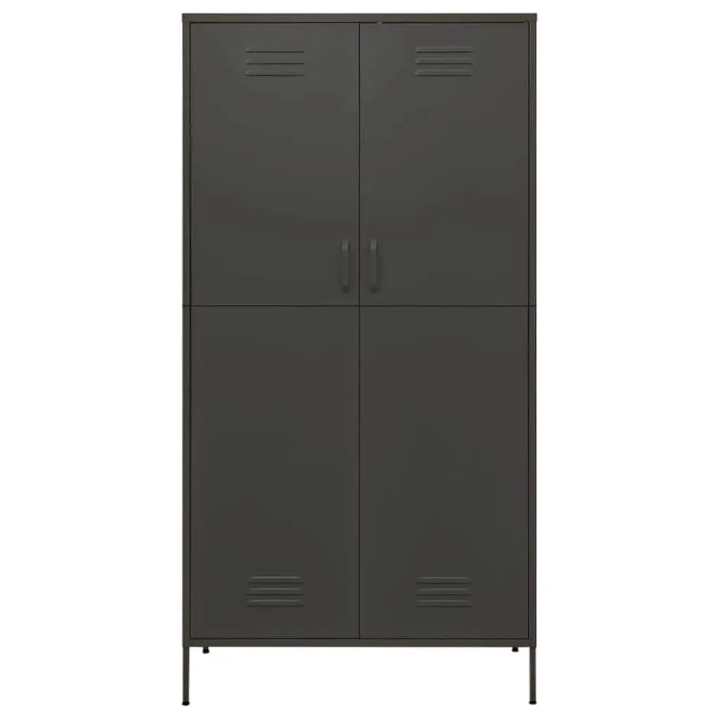 Wardrobe Anthracite Steel 90x50x180 cm Adjustable Shelves Hanging Rod