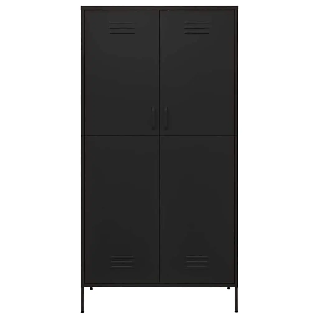 Wardrobe Cabinet Black Steel 4 Shelves Adjustable Storage Clothing Organiser