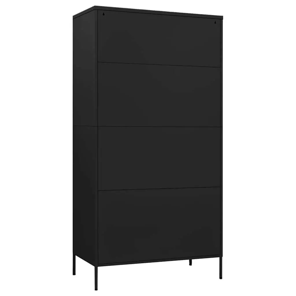 Wardrobe Cabinet Black Steel 4 Shelves Adjustable Storage Clothing Organiser