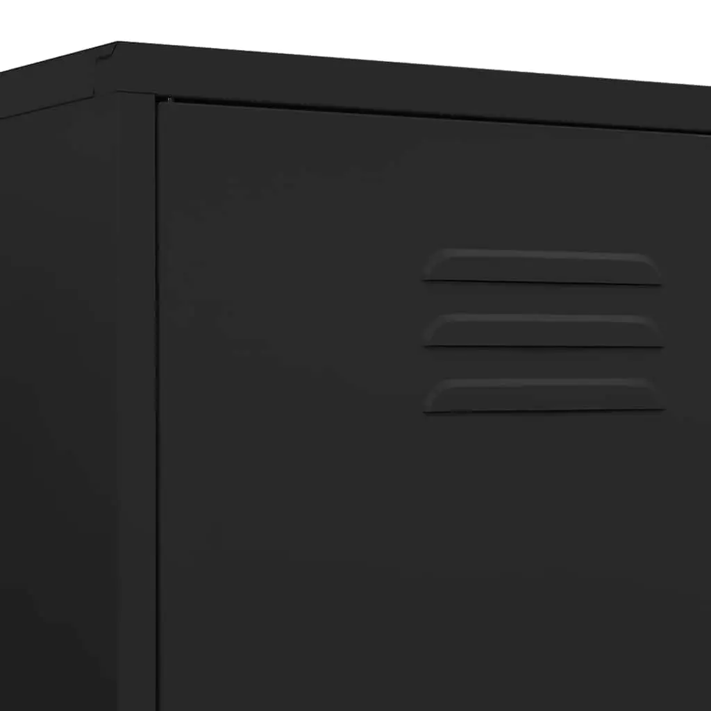 Wardrobe Cabinet Black Steel 4 Shelves Adjustable Storage Clothing Organiser