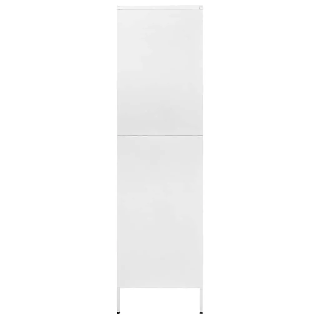 Steel Wardrobe Cupboard White 4 Shelves Hanging Rod Storage Cabinet Organiser