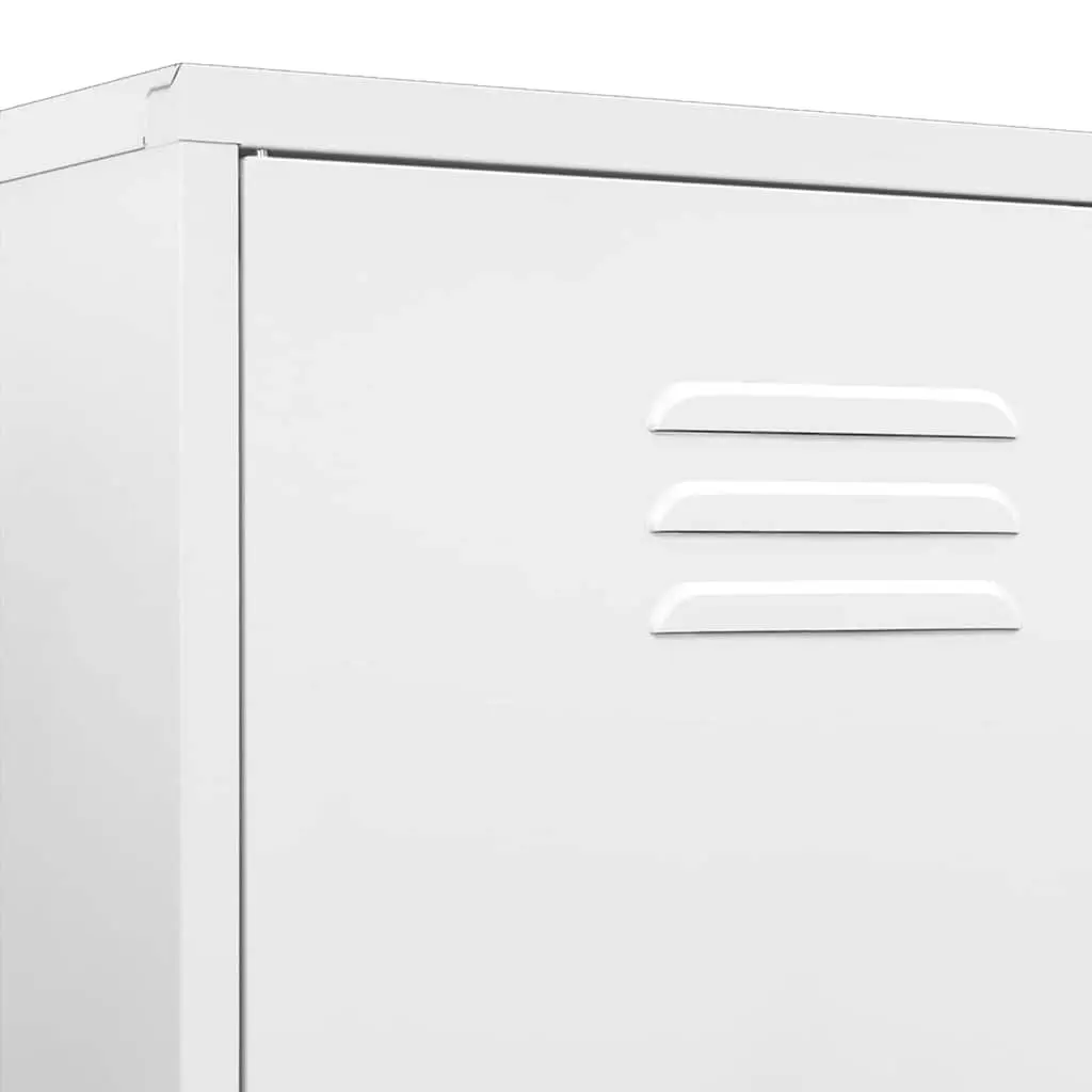 Steel Wardrobe Cupboard White 4 Shelves Hanging Rod Storage Cabinet Organiser