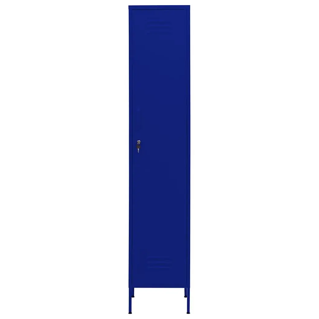 Steel Storage Cabinet Navy Blue 4 Shelves Adjustable Locks Durable Office Furniture
