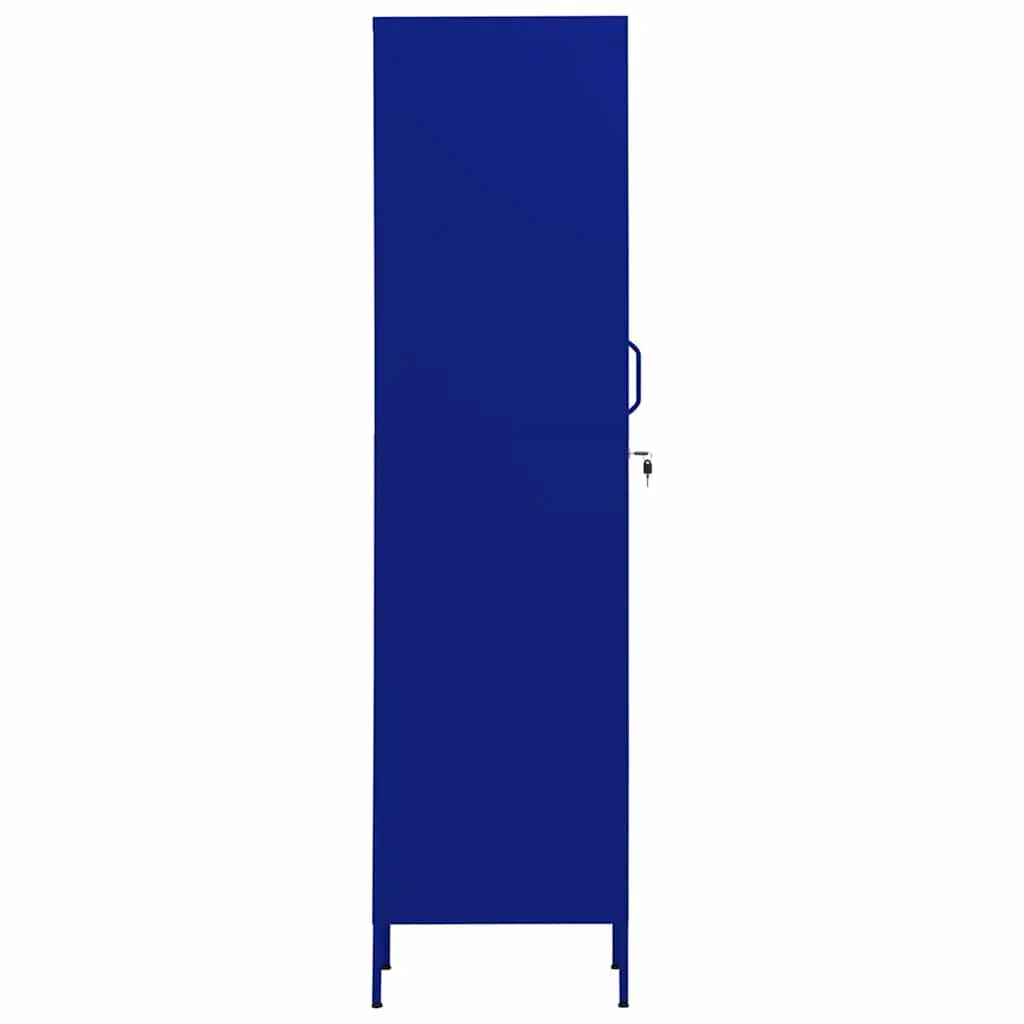 Steel Storage Cabinet Navy Blue 4 Shelves Adjustable Locks Durable Office Furniture