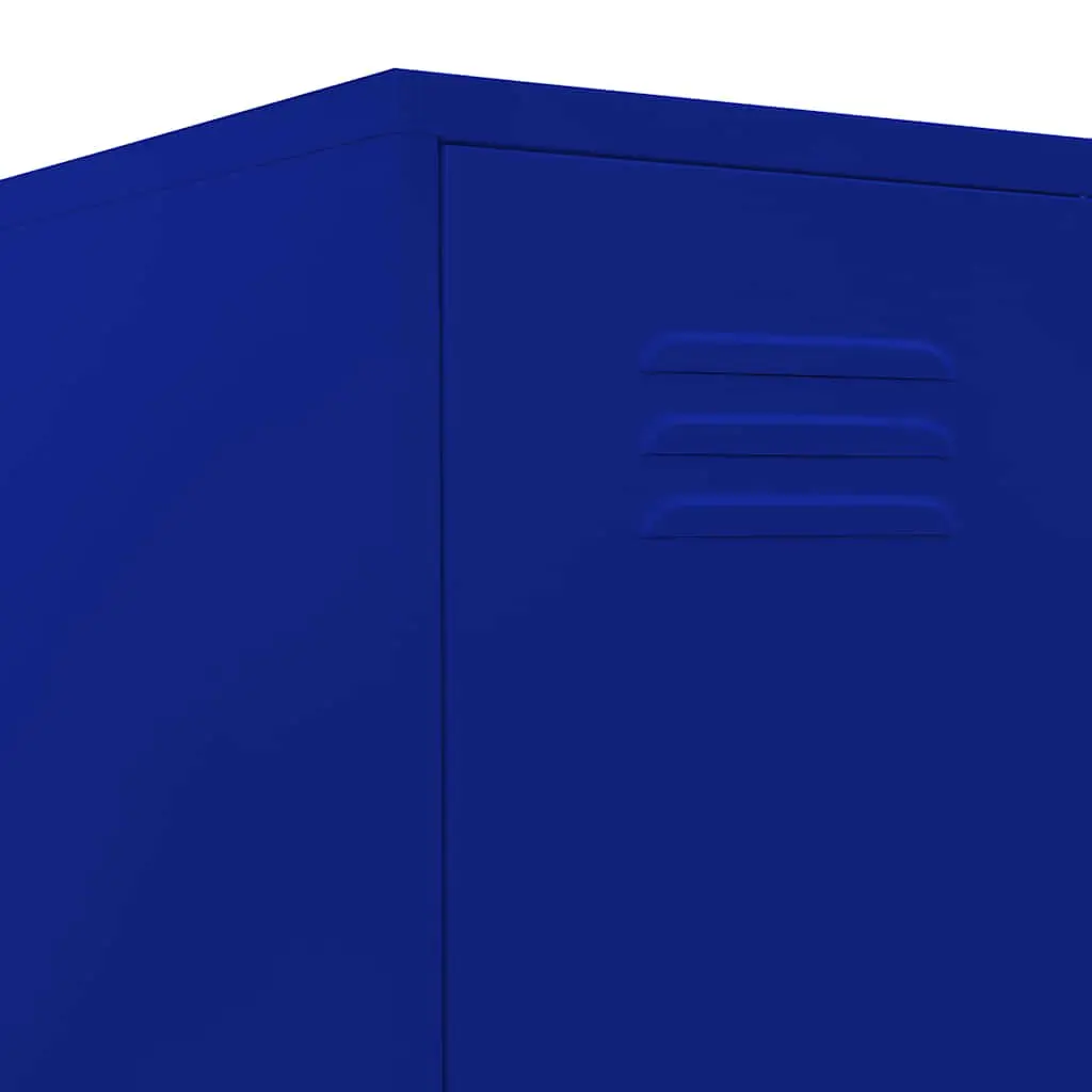 Steel Storage Cabinet Navy Blue 4 Shelves Adjustable Locks Durable Office Furniture