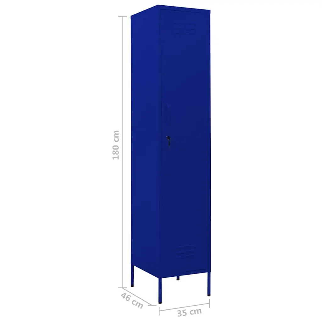 Steel Storage Cabinet Navy Blue 4 Shelves Adjustable Locks Durable Office Furniture