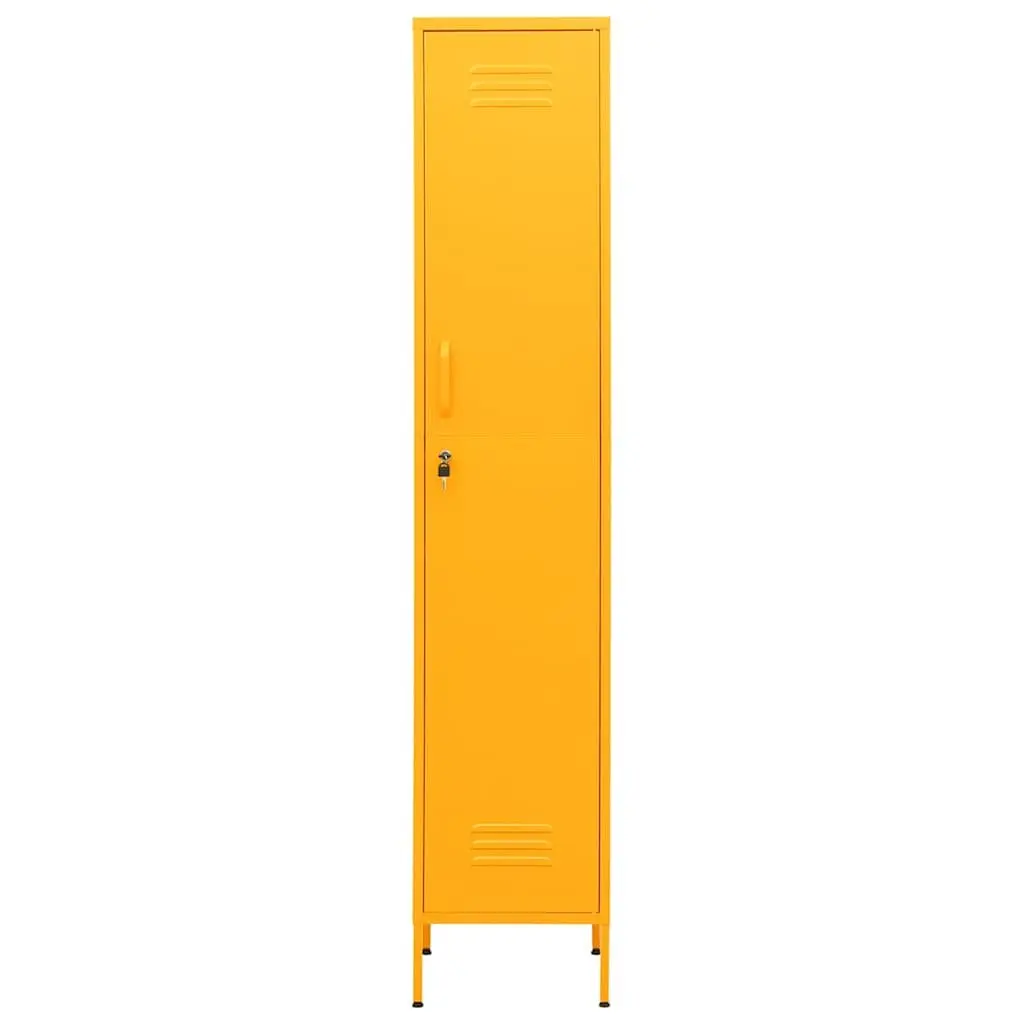 Storage Locker Cabinet Yellow 4 Shelf Adjustable Steel Secure Filing Organizer