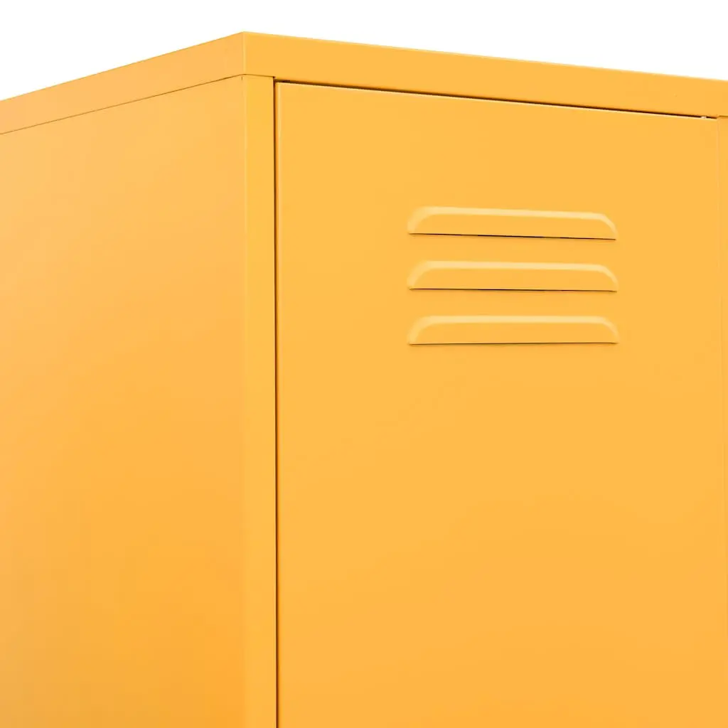 Storage Locker Cabinet Yellow 4 Shelf Adjustable Steel Secure Filing Organizer