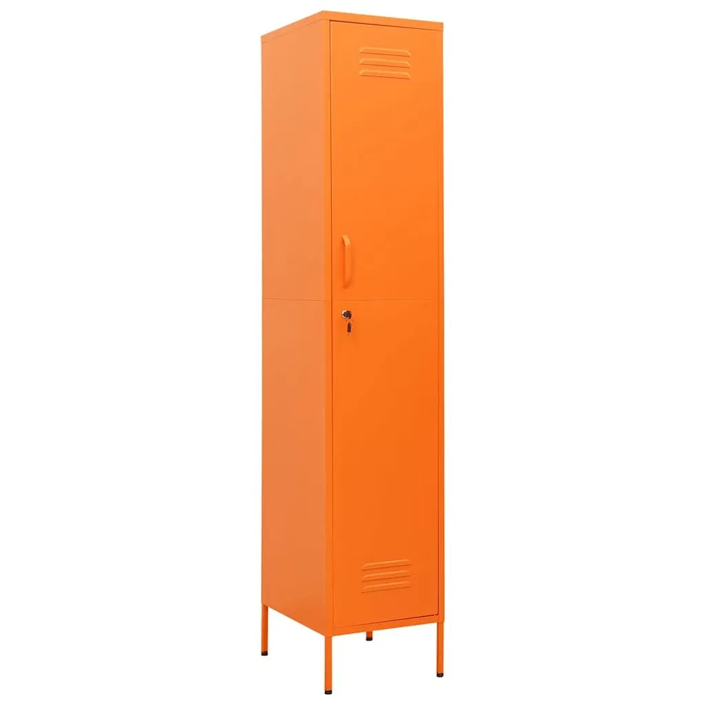 Steel Locker Cabinet Orange 4 Adjustable Shelves Secure Locks