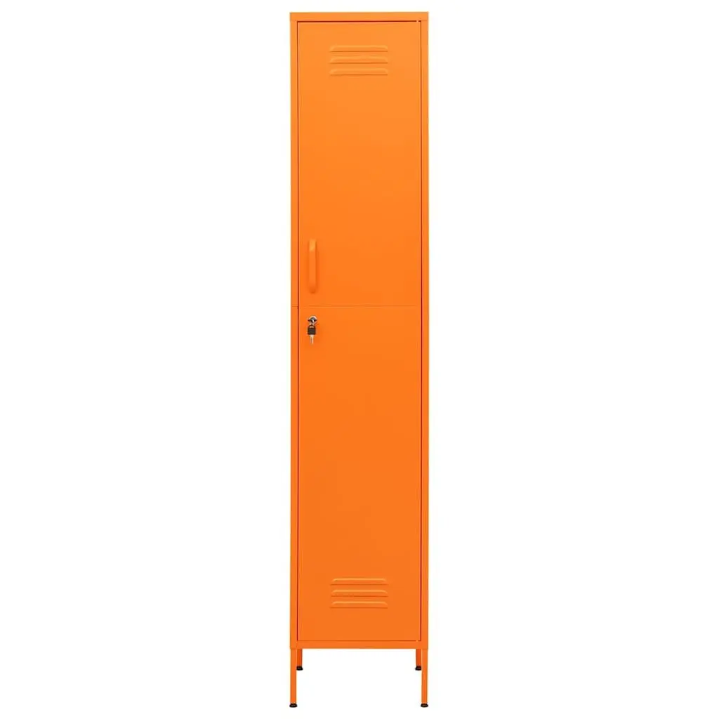 Steel Locker Cabinet Orange 4 Adjustable Shelves Secure Locks