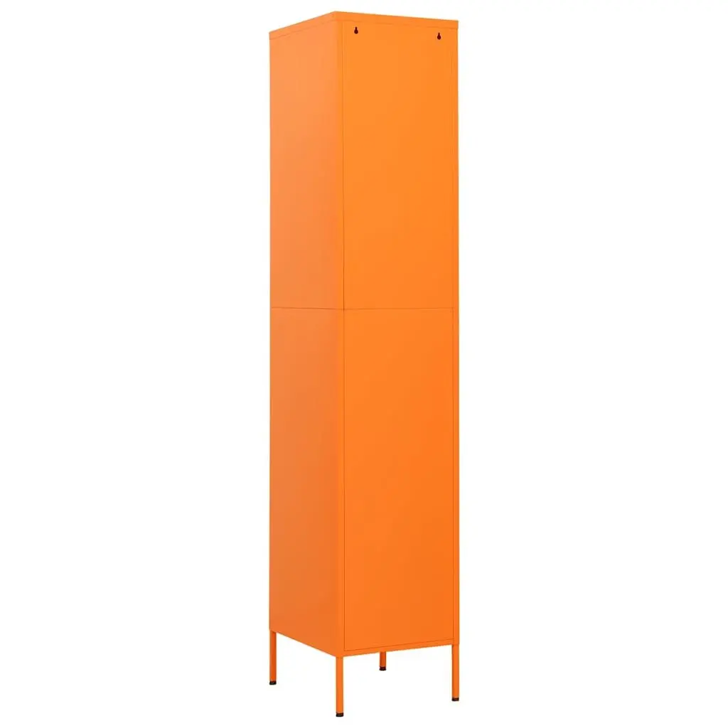 Steel Locker Cabinet Orange 4 Adjustable Shelves Secure Locks