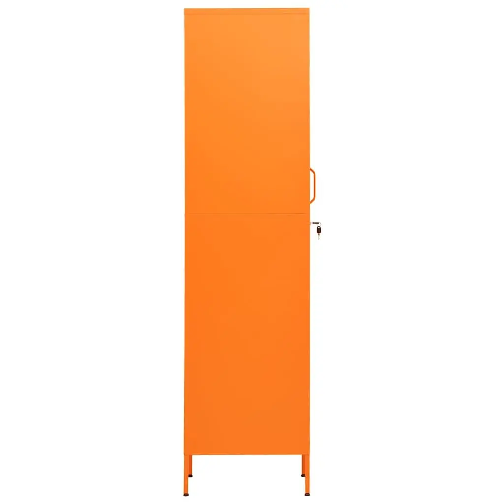 Steel Locker Cabinet Orange 4 Adjustable Shelves Secure Locks
