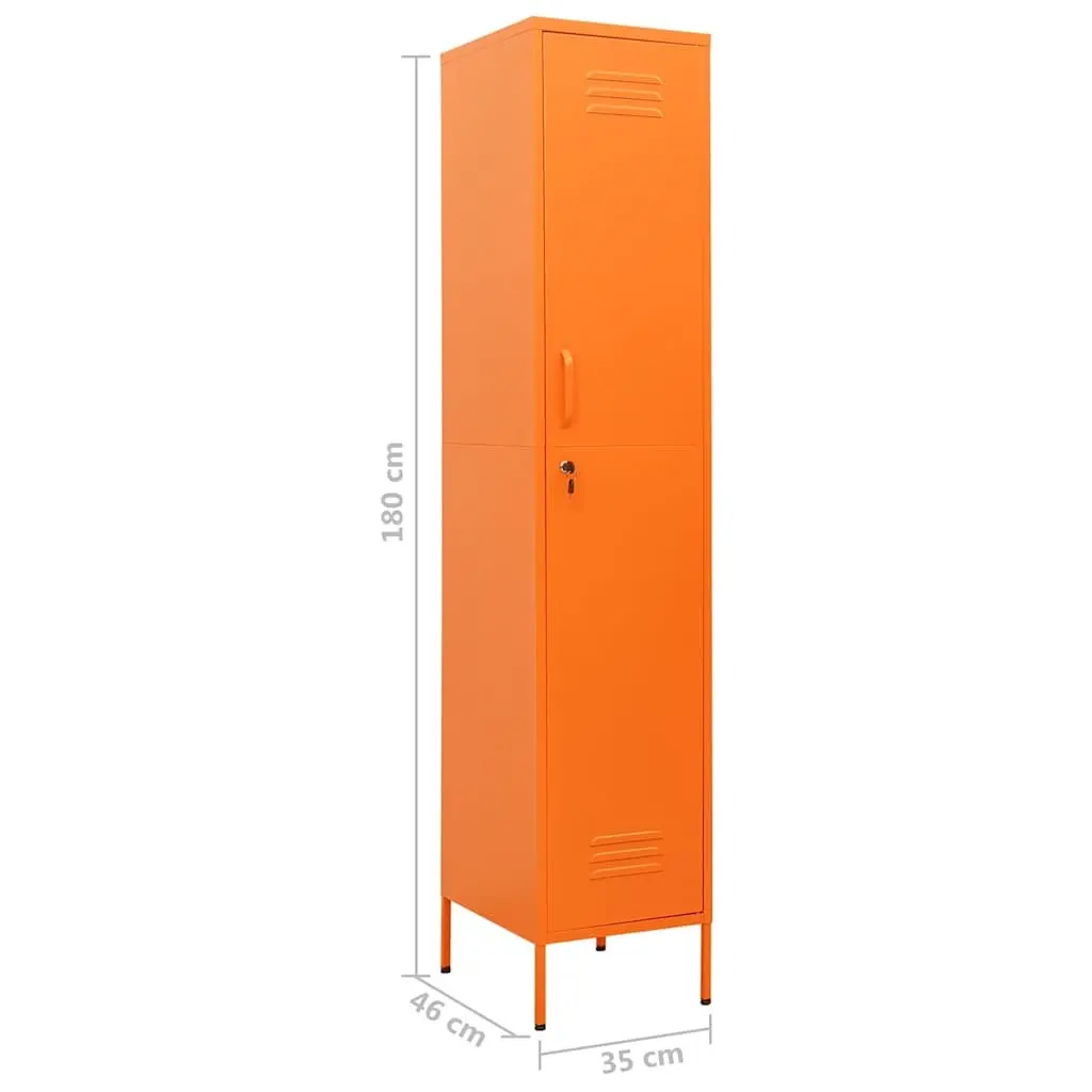 Steel Locker Cabinet Orange 4 Adjustable Shelves Secure Locks