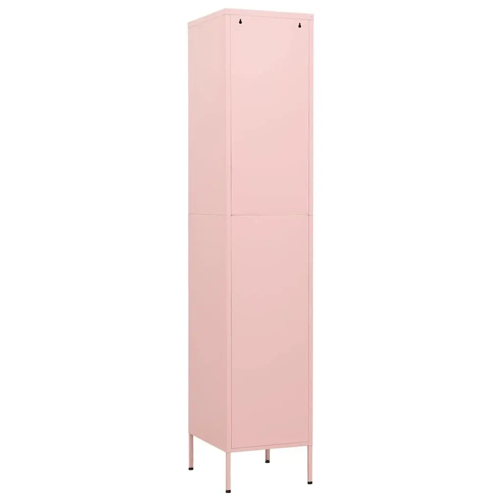 Steel Storage Cabinet Pink with 4 Shelves Adjustable and Lockable for Organising Bedroom Office Living Space