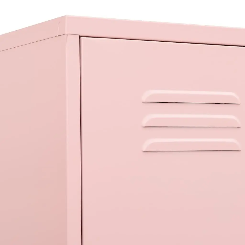 Steel Storage Cabinet Pink with 4 Shelves Adjustable and Lockable for Organising Bedroom Office Living Space