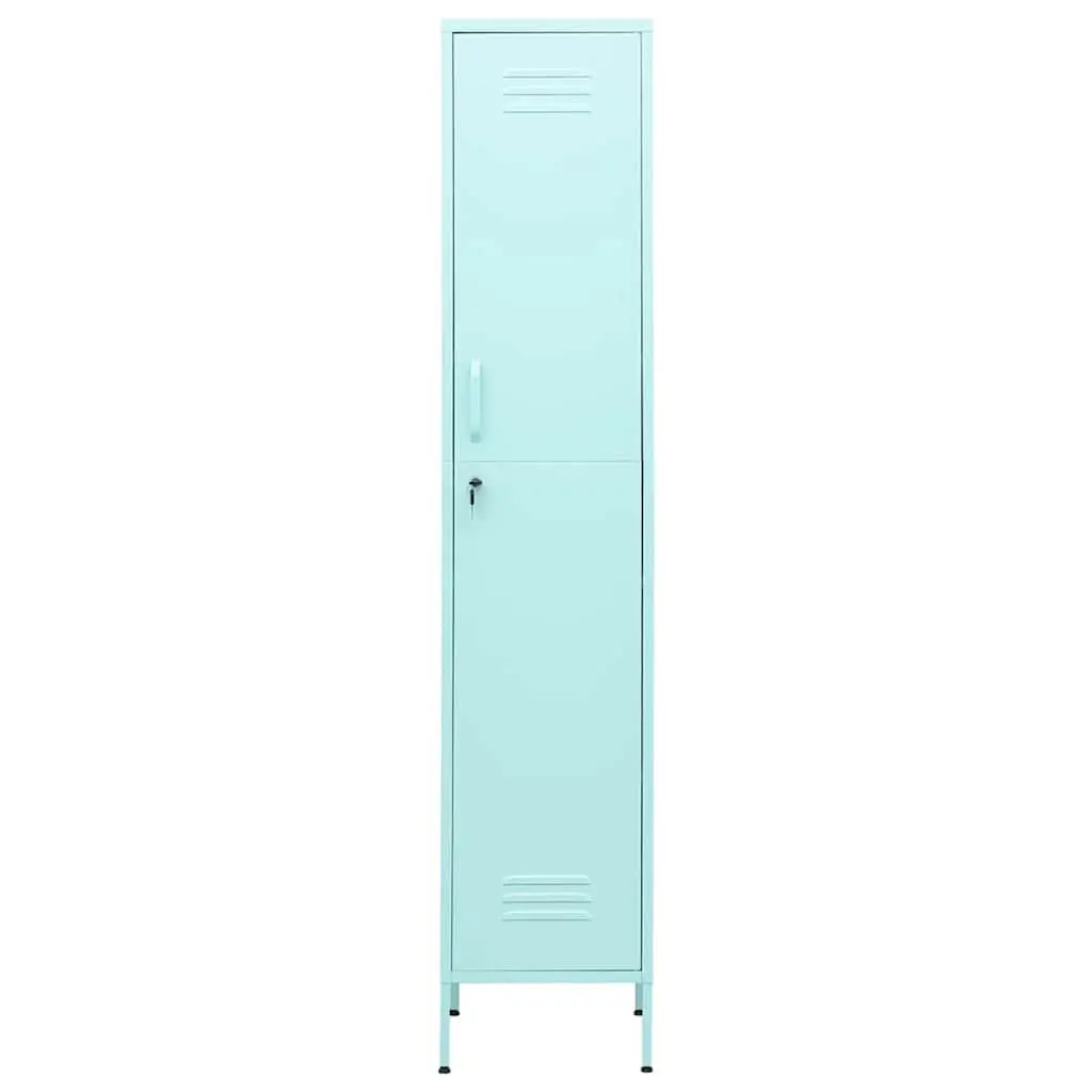 Green Steel Storage Cabinet 4 Shelves Locking Adjustable Office Bedroom 35x46x180cm