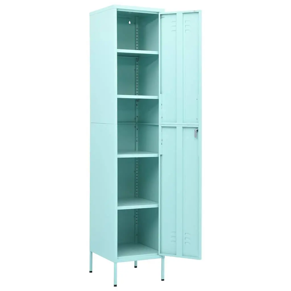 Green Steel Storage Cabinet 4 Shelves Locking Adjustable Office Bedroom 35x46x180cm