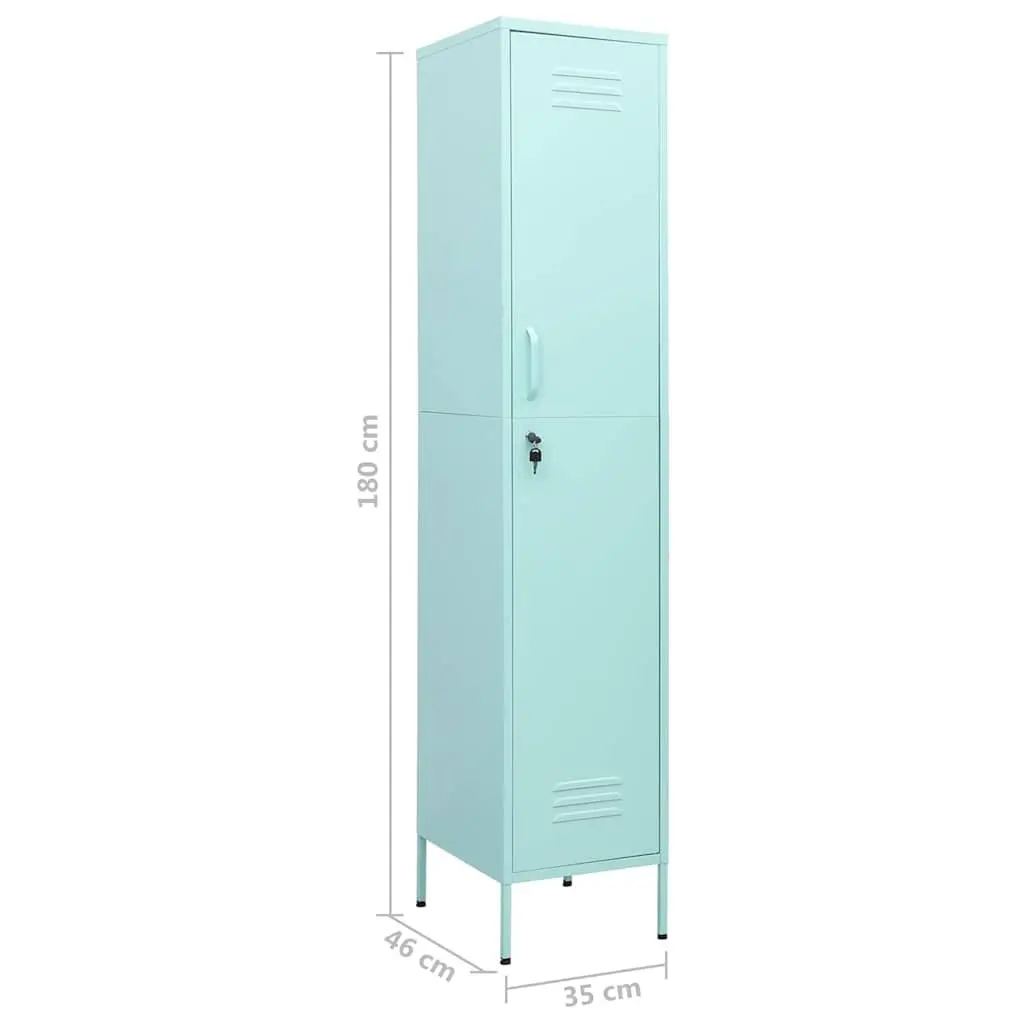 Green Steel Storage Cabinet 4 Shelves Locking Adjustable Office Bedroom 35x46x180cm