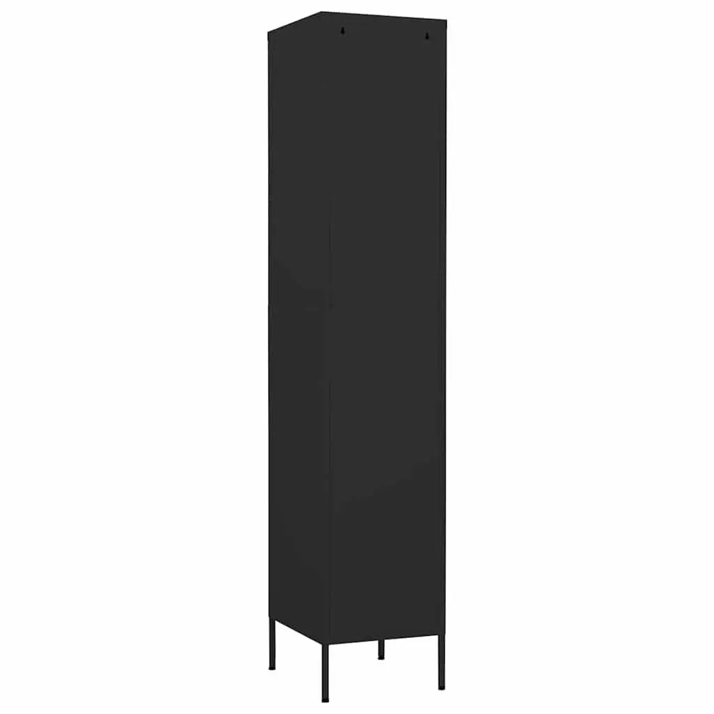 Steel Locker Cabinet Black 4 Adjustable Shelves Locking Doors