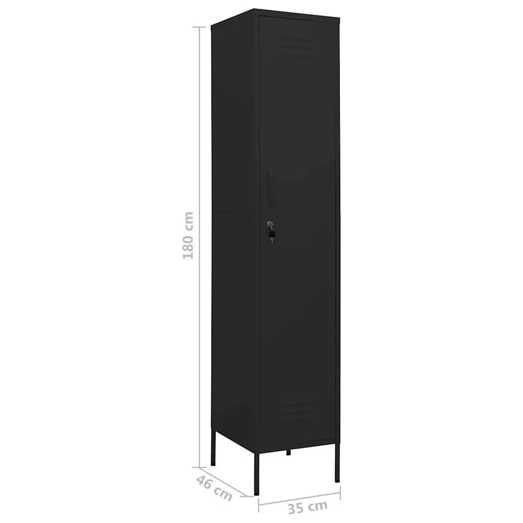 Steel Locker Cabinet Black 4 Adjustable Shelves Locking Doors