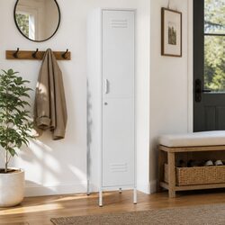 Locker Cabinet with 4 Shelves in White Steel