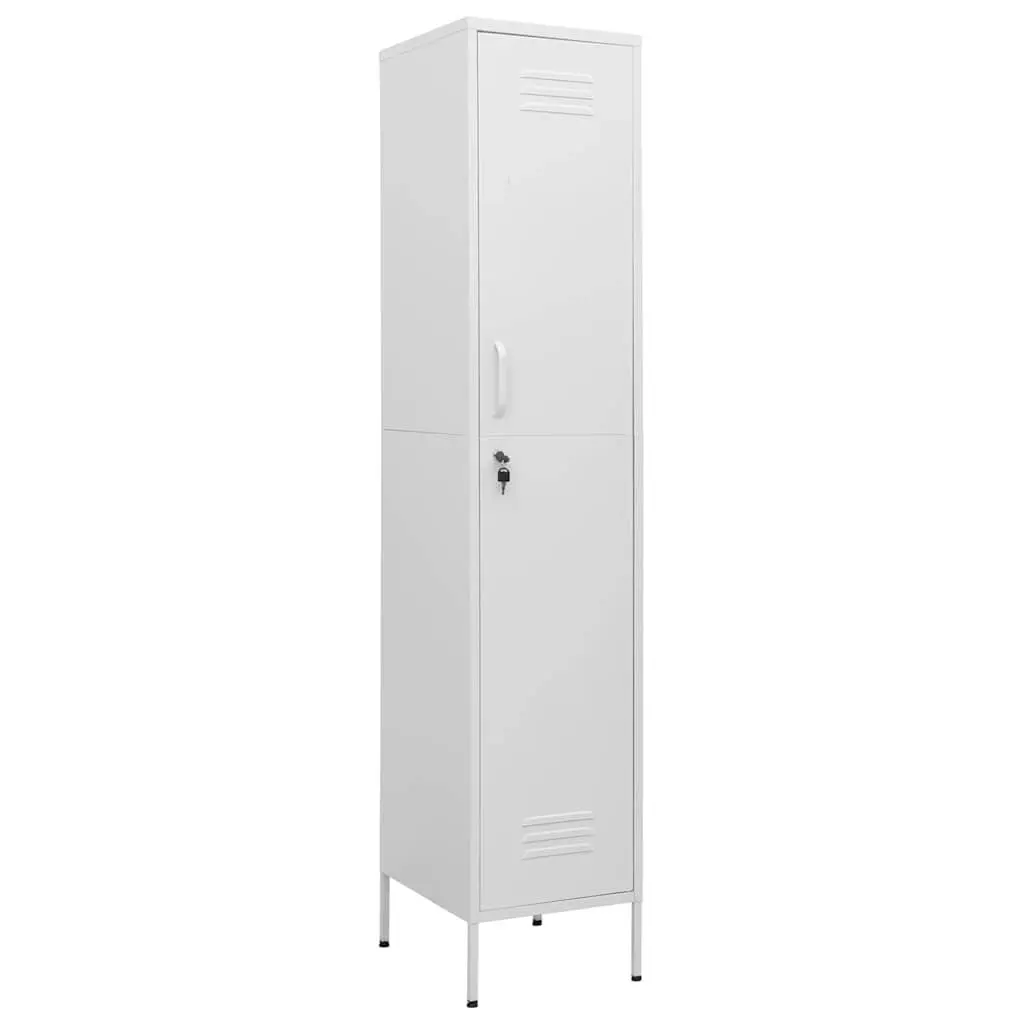 Locker Storage Cabinet Steel White 4 Adjustable Shelves with Locks for Office