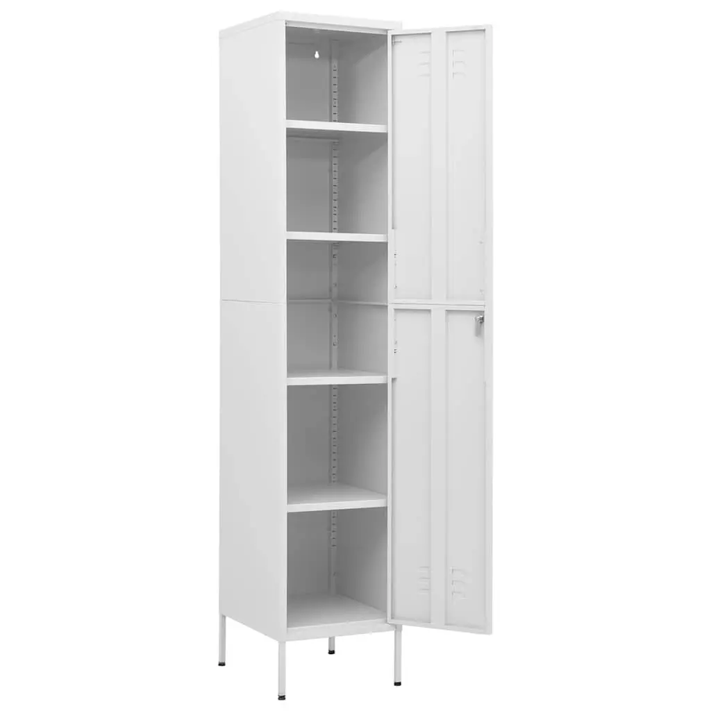 Locker Storage Cabinet Steel White 4 Adjustable Shelves with Locks for Office