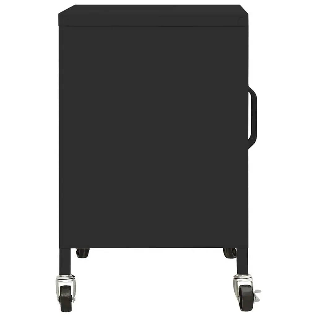 Steel Storage Cabinet Black 60x35x56cm Locking Wheels Adjustable Shelf