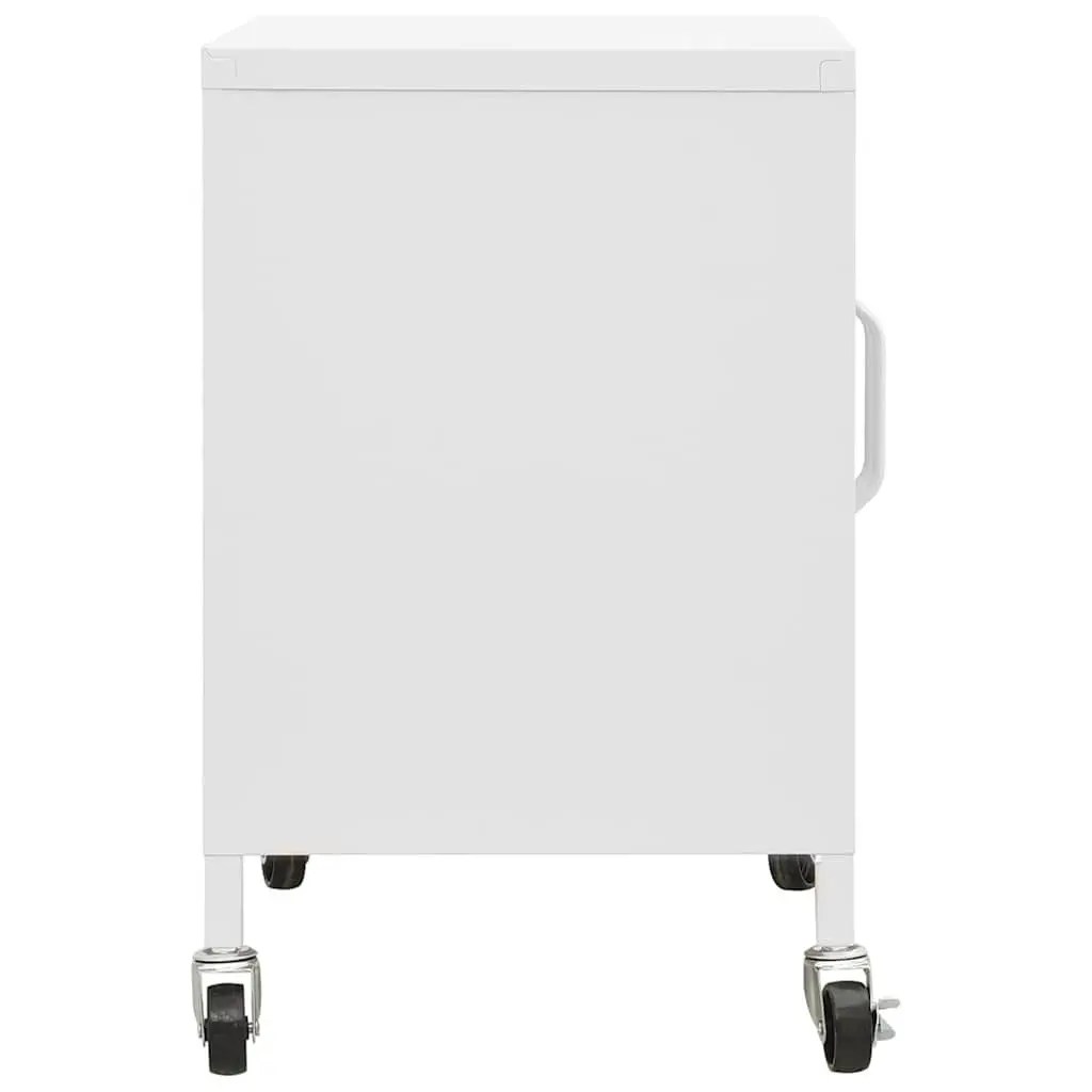 Storage Cabinet White Steel 60x35x56 cm Adjustable Shelf Wheels Brakes
