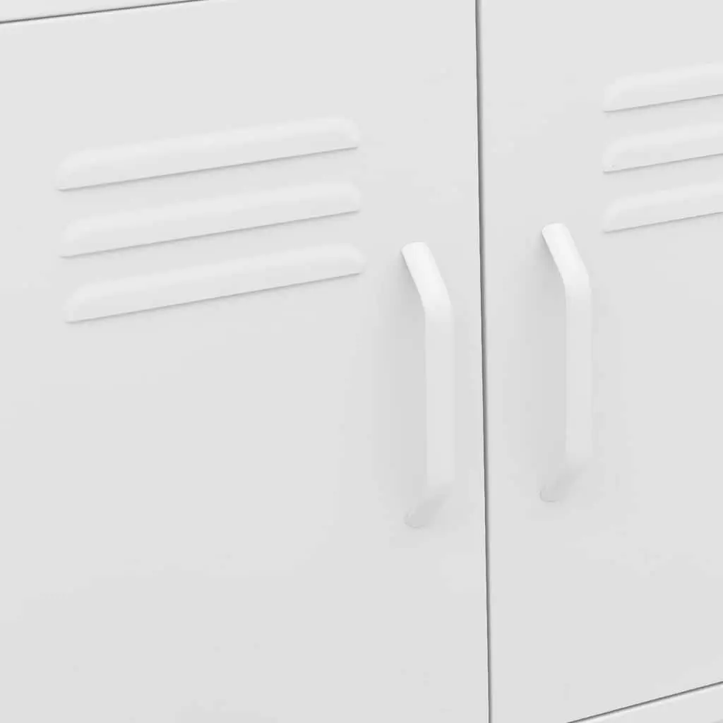 Storage Cabinet White Steel 60x35x56 cm Adjustable Shelf Wheels Brakes