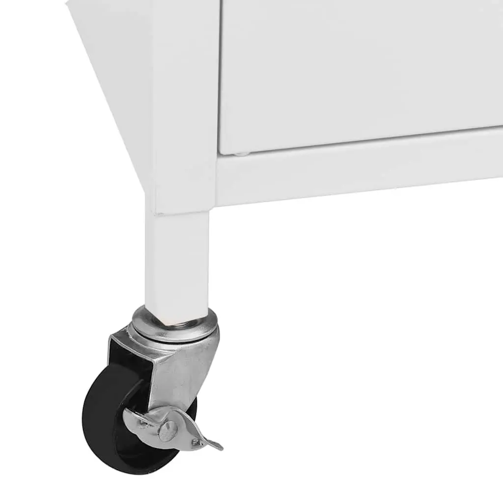 Storage Cabinet White Steel 60x35x56 cm Adjustable Shelf Wheels Brakes