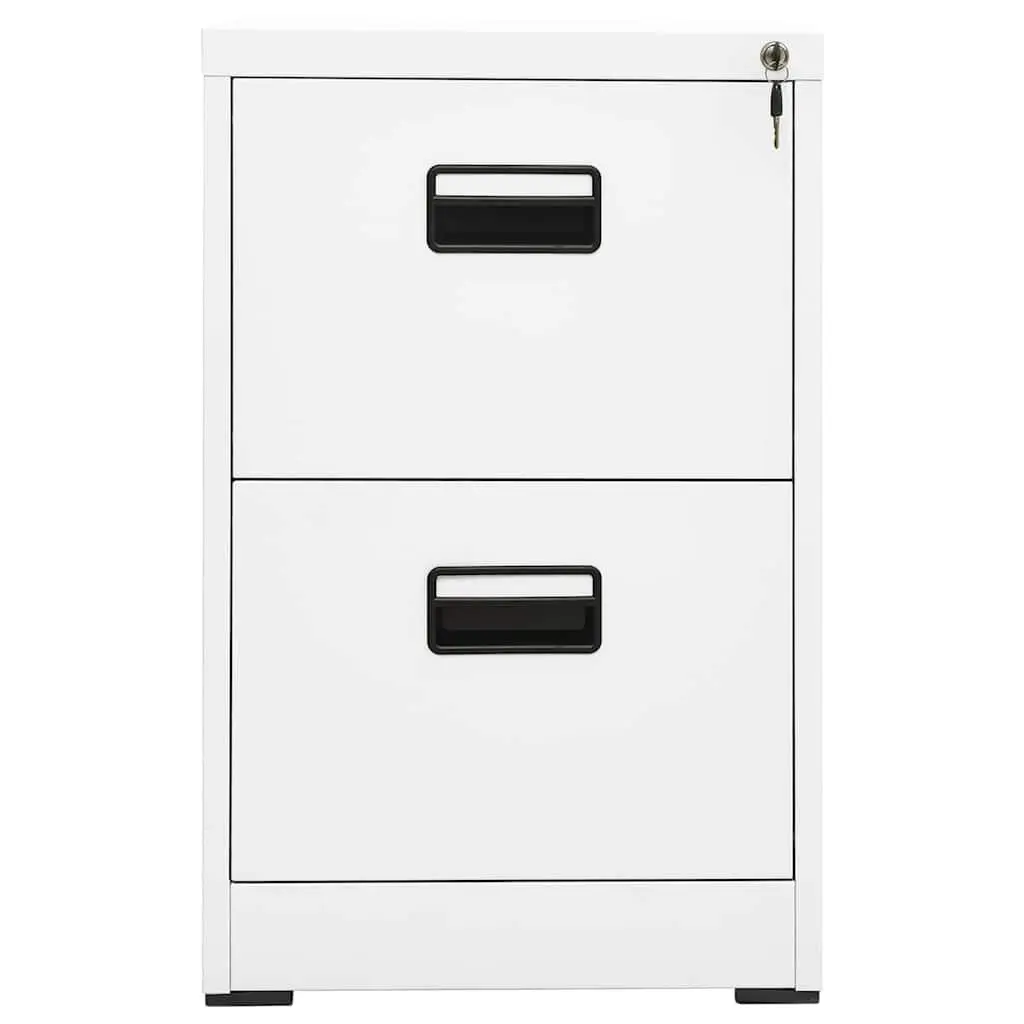 Filing Cabinet White Steel 2 Drawer 46x62x72.5cm Durable Office Storage