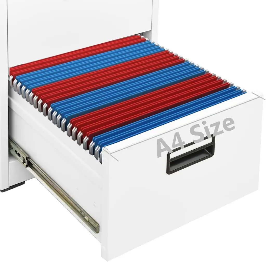 Filing Cabinet White Steel 2 Drawer 46x62x72.5cm Durable Office Storage