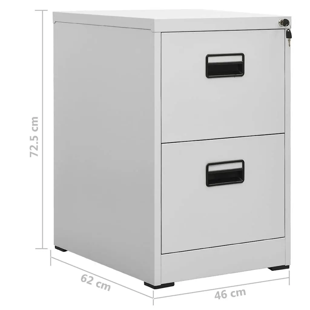 Filing Cabinet Light Grey 2 Drawer Steel Storage Organizer Office Furniture