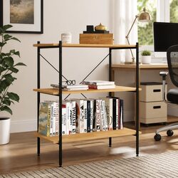 3-Tier Shelving Unit Black Oak Standing Shelf Storage Organiser 80x40x92cm