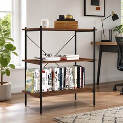3-Tier Shelving Unit Black Storage Organiser Standing Shelf Office Living Room