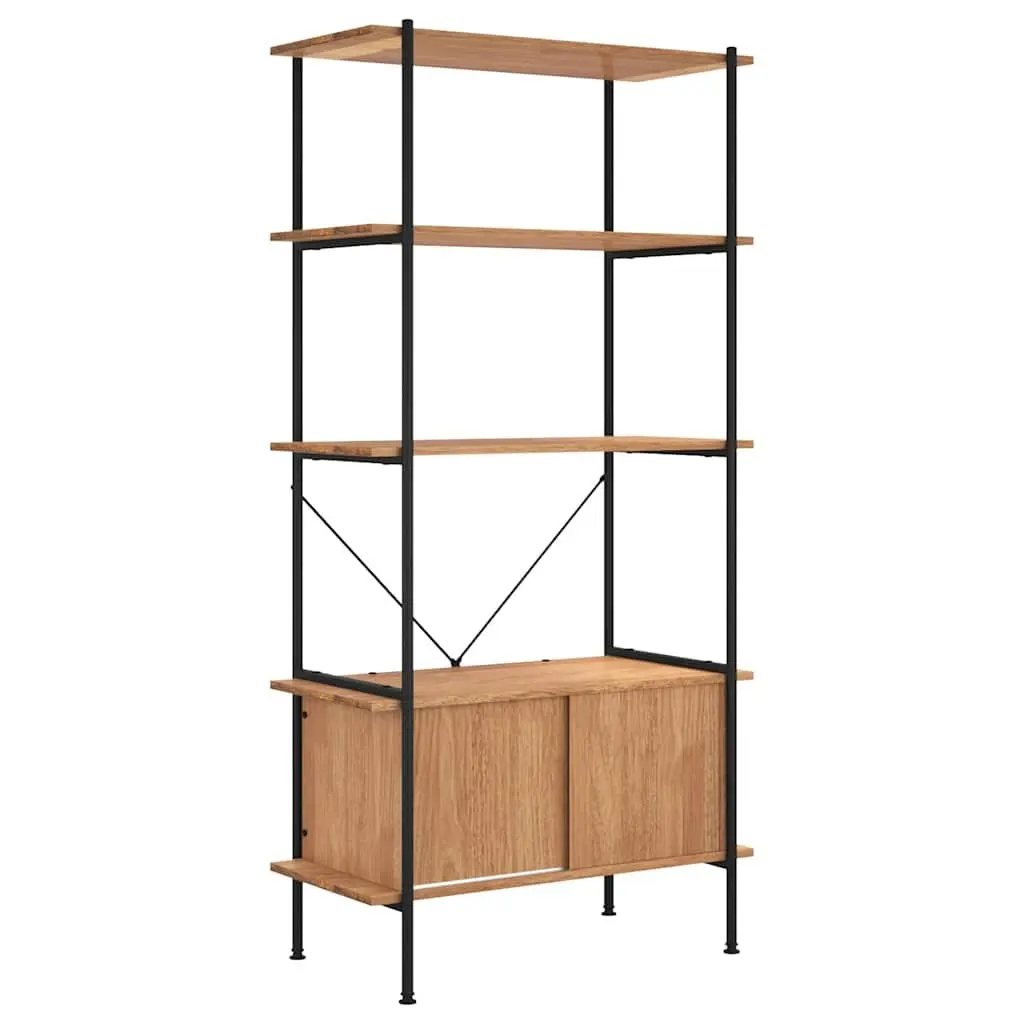 5-Tier Shelving Unit Brown 80x40x163cm Strong Steel Frame with Cabinet Storage
