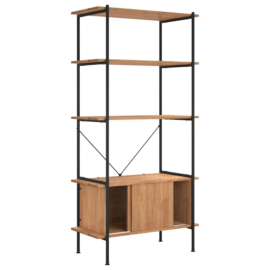 5-Tier Shelving Unit Brown 80x40x163cm Strong Steel Frame with Cabinet Storage