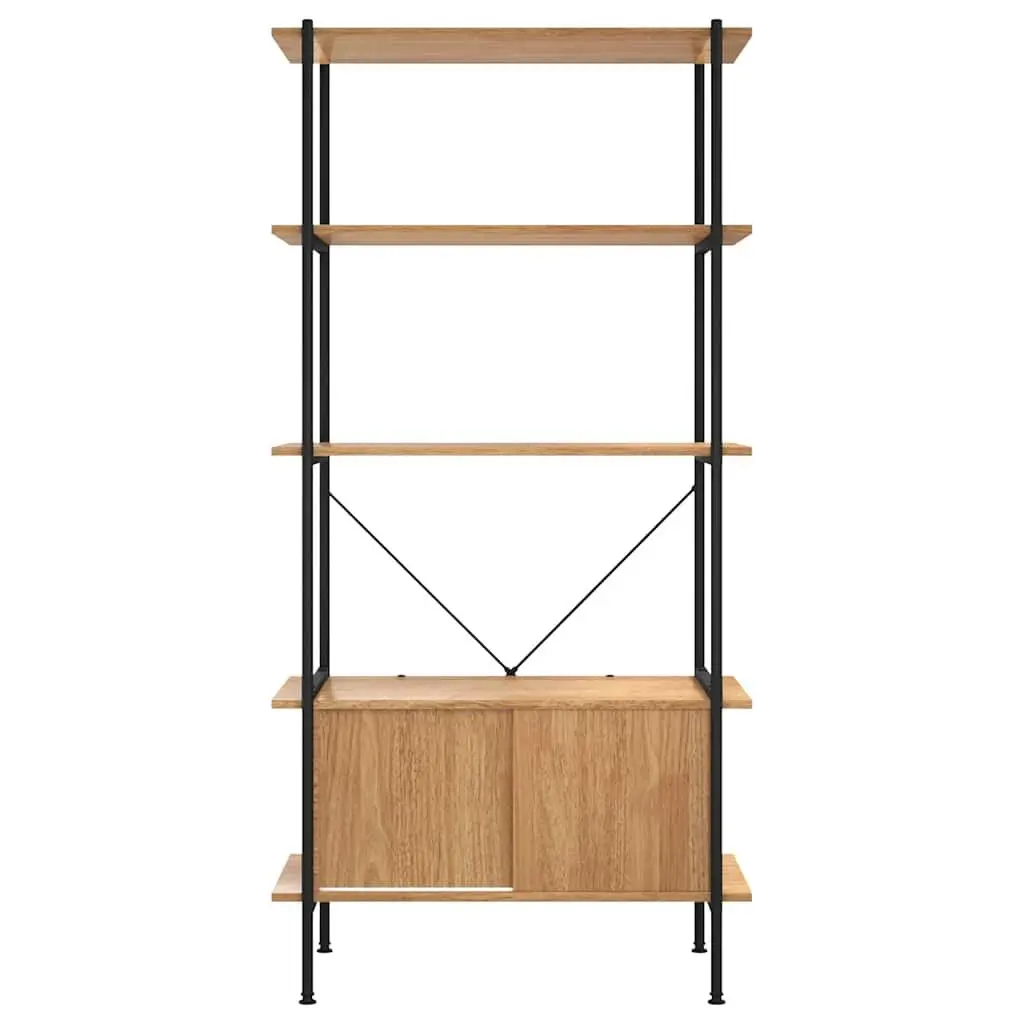 5-Tier Shelving Unit Brown 80x40x163cm Strong Steel Frame with Cabinet Storage