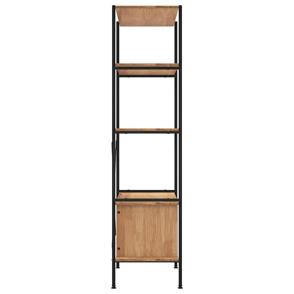 5-Tier Shelving Unit Brown 80x40x163cm Strong Steel Frame with Cabinet Storage