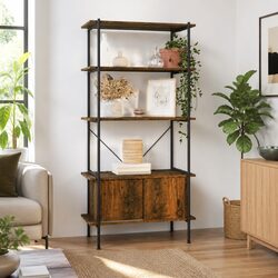 Compact 5-Tier Shelving Unit with Cabinet Storage