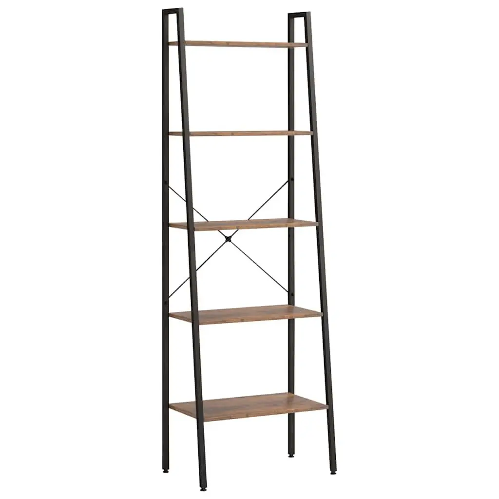 5 Tier Shelf Dark Brown Black Compact Storage Organizer for Home Office Bookshelves