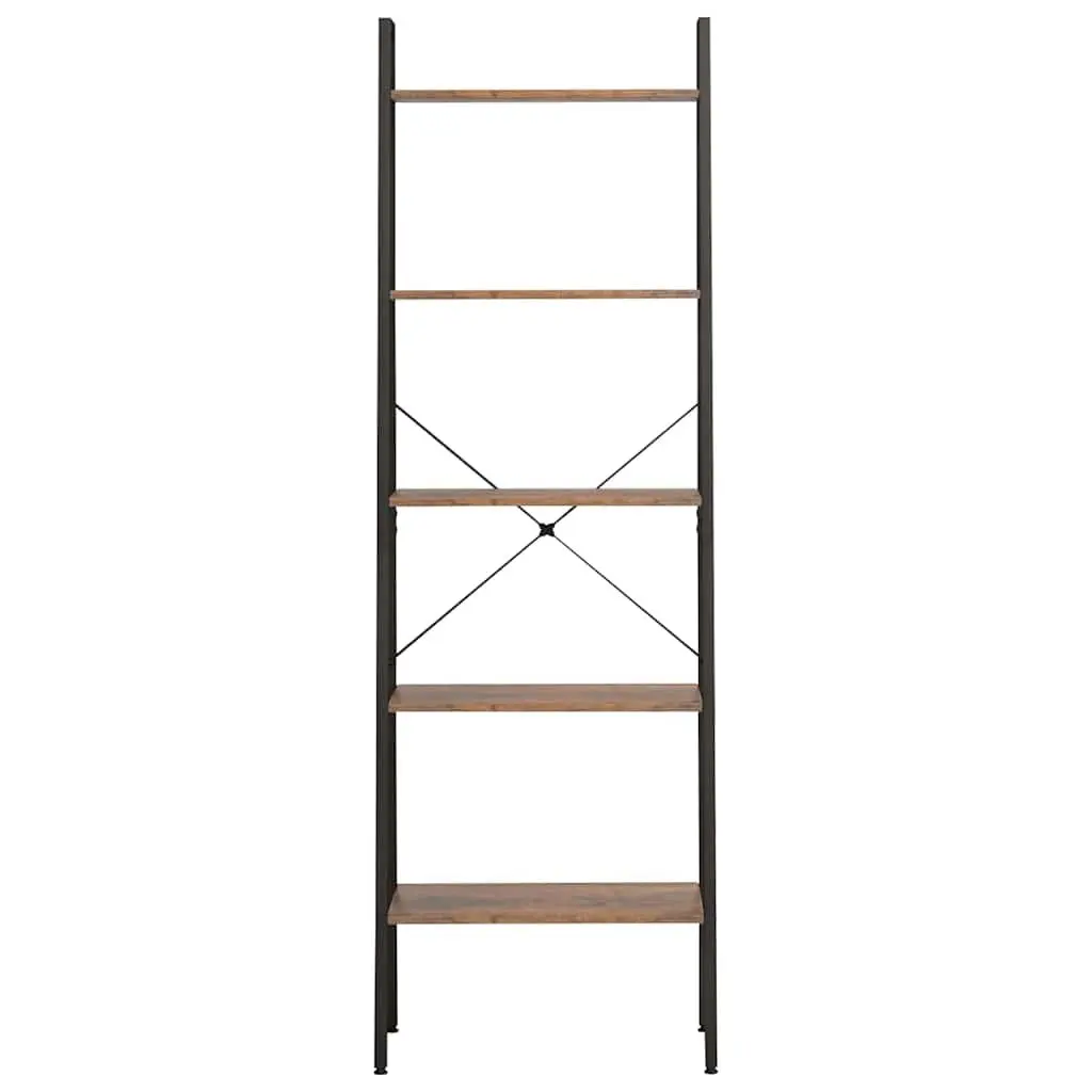 5 Tier Shelf Dark Brown Black Compact Storage Organizer for Home Office Bookshelves