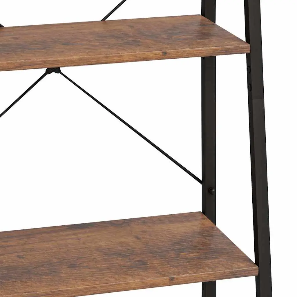 5 Tier Shelf Dark Brown Black Compact Storage Organizer for Home Office Bookshelves