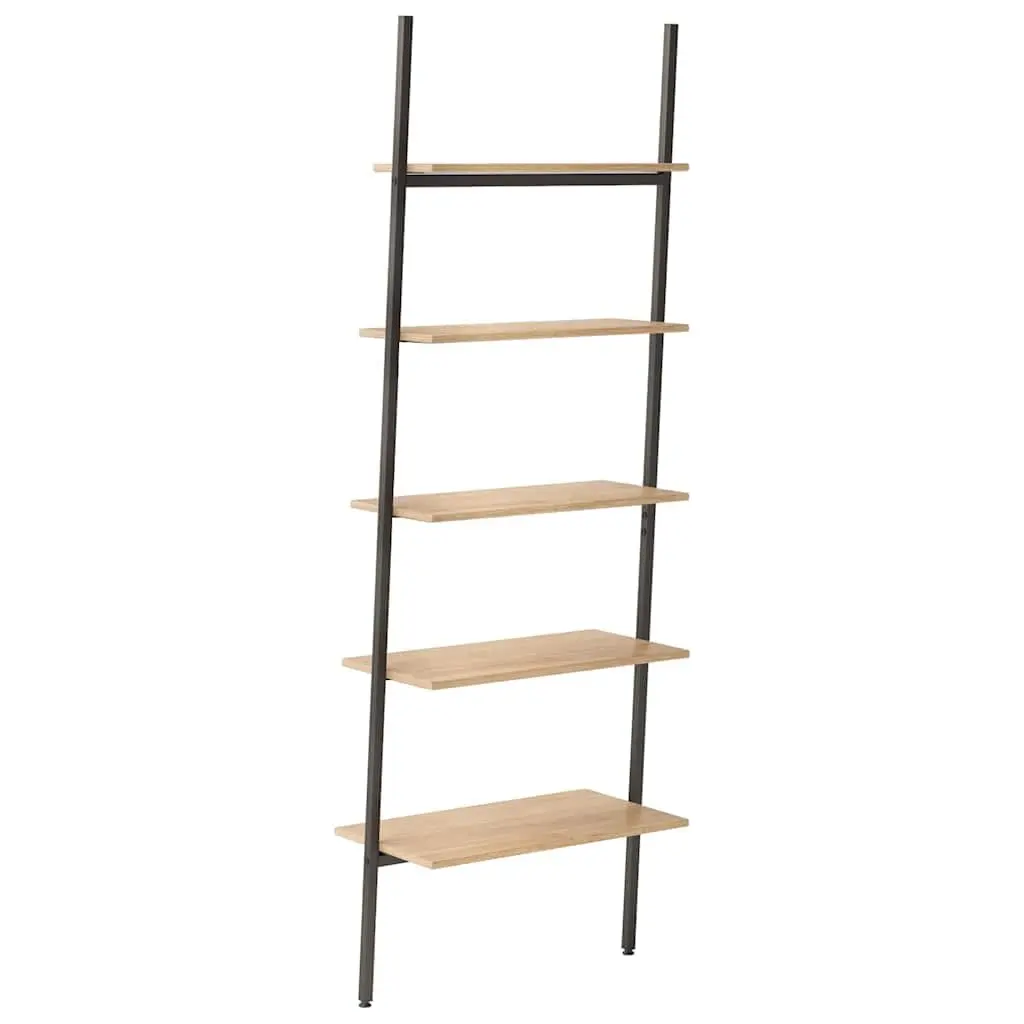 5-Tier Leaning Shelf Storage Bookcase Brown Black Home Office Display Stand
