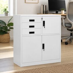 Grey Steel Cabinet with Adjustable Shelving